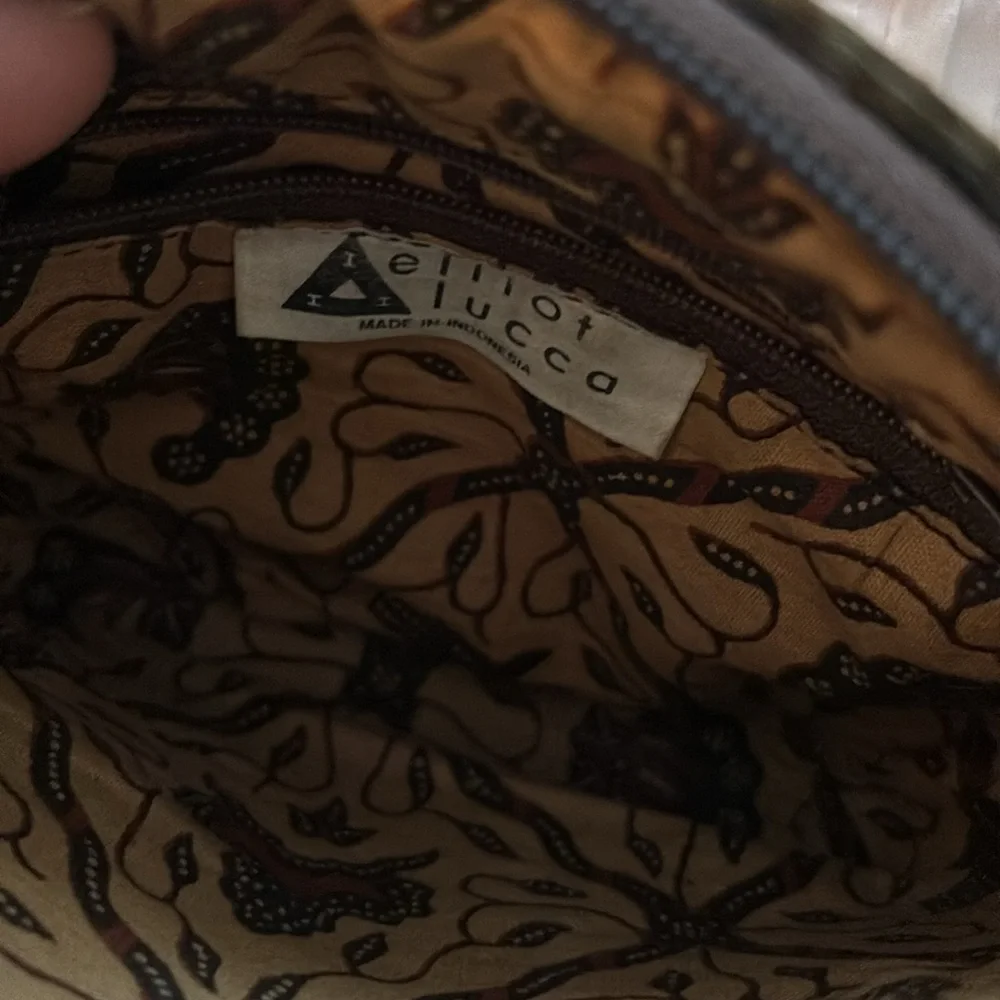 Elliott Lucca Brown and Tan Woven Crossbody Bag